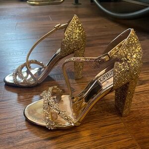 Badgley Mischka Glitter Block Sandal